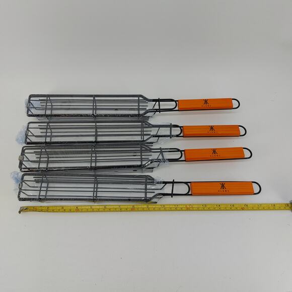 Set of 4 Klamz Barbecue Grilling Cage Basket Hotdog Grill Skewers BBQ Hot Dog - Picture 6 of 10